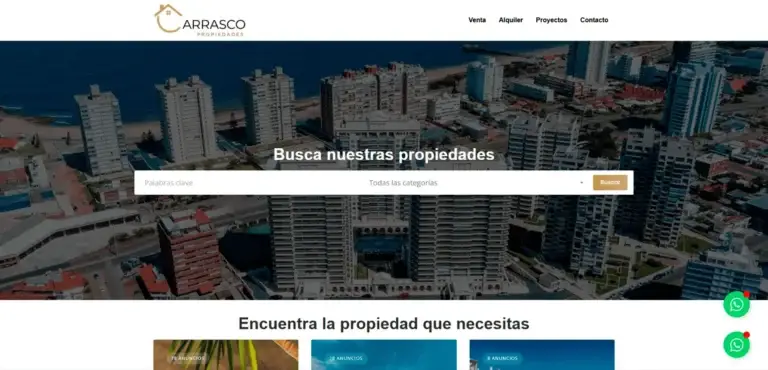Sitio web de Carrasco Propiedades desarrollado por JetCeleste