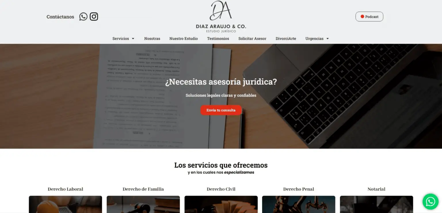 Sitio web de Estudio Díaz Araujo & Co. desarrollado por JetCeleste