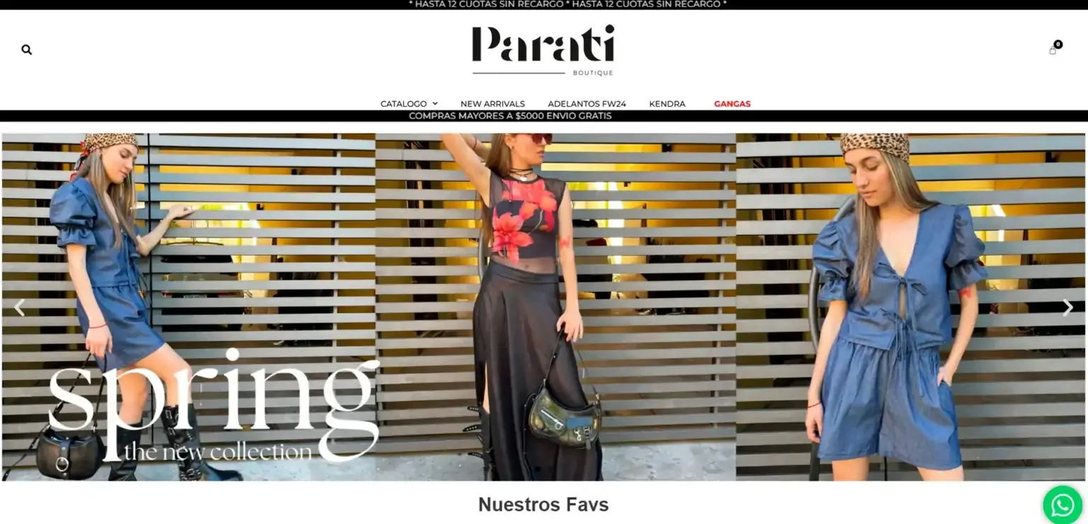 Sitio web de Parati Boutique desarrollado por JetCeleste