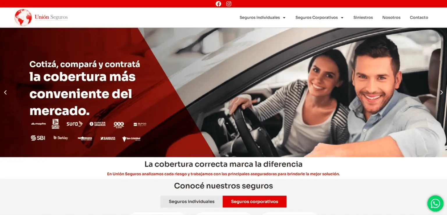 Sitio web de Unión Seguros desarrollado por JetCeleste