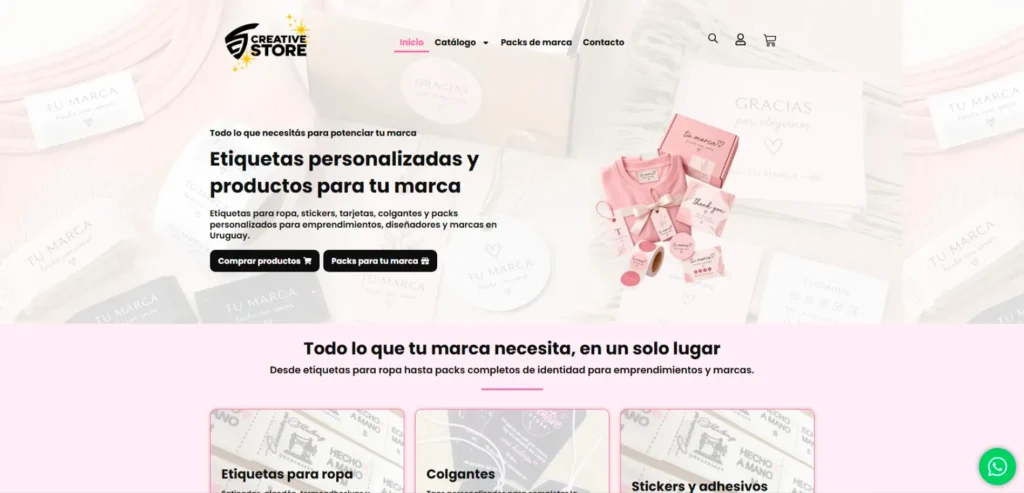 Vista del sitio web de Creative Store – La Casa de la Etiqueta, desarrollado por JetCeleste