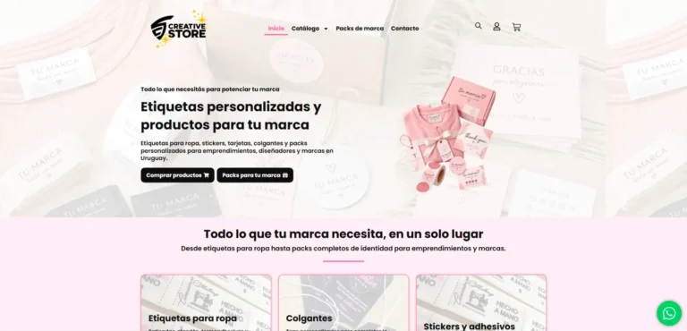 Vista del sitio web de Creative Store – La Casa de la Etiqueta, desarrollado por JetCeleste