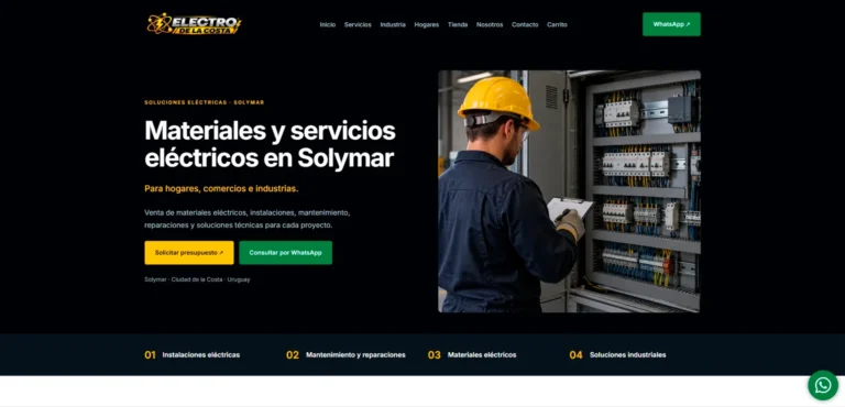 Vista del sitio web de Electro De La Costa, desarrollado por JetCeleste