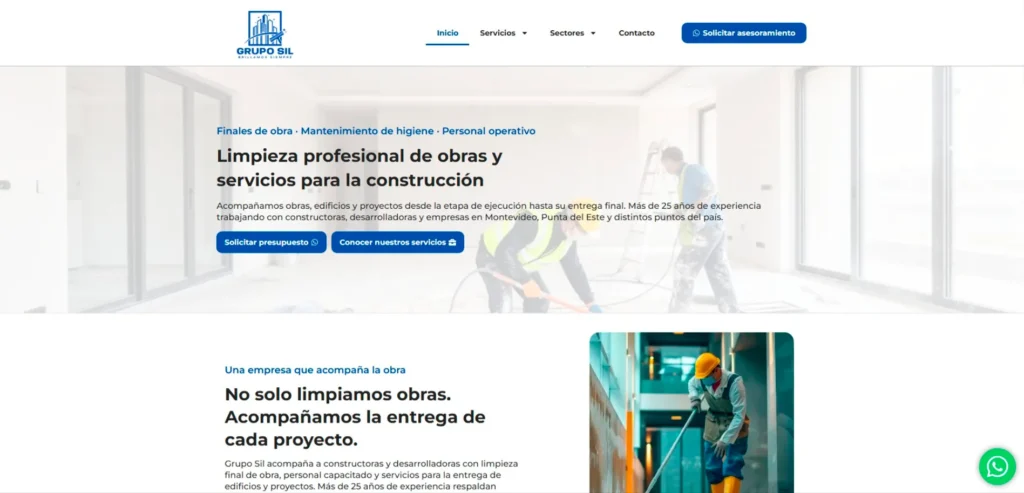 Vista del sitio web de Grupo Sil, desarrollado por JetCeleste