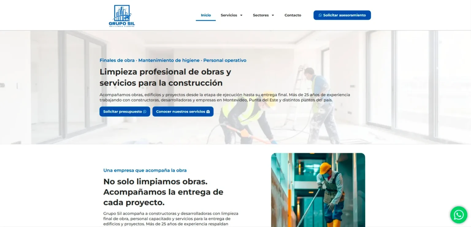 Vista del sitio web de Grupo Sil, desarrollado por JetCeleste