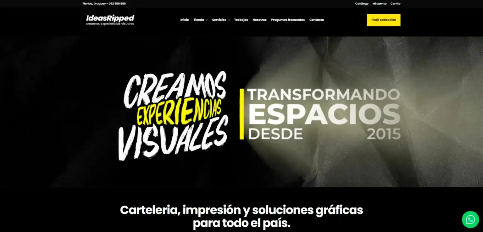 Vista del sitio web de Ideas Ripped, desarrollado por JetCeleste