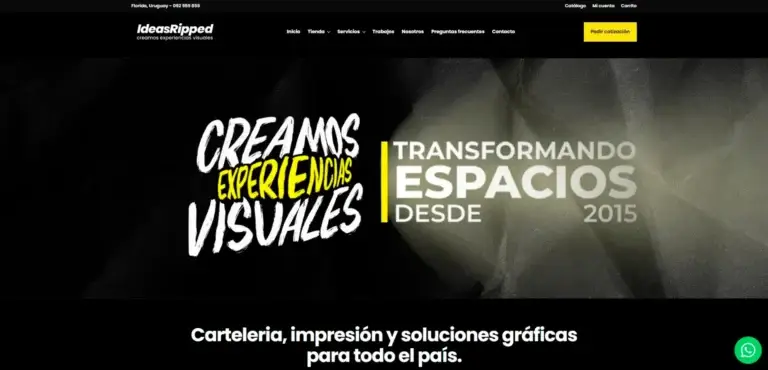 Vista del sitio web de Ideas Ripped, desarrollado por JetCeleste