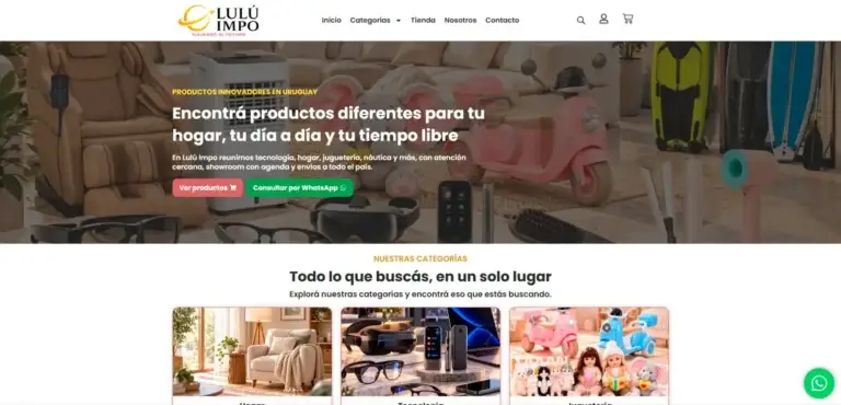 Vista del sitio web de Lulú Impo, desarrollado por JetCeleste